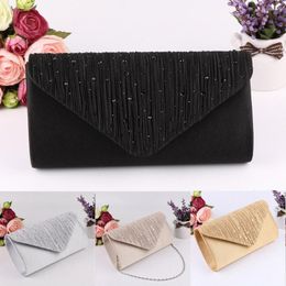 Storage Bags Women Sequin Shoulder Bag Crystal Satin Envelope Clutch Chain Evening Purse Handbag Ladies Small Fashion Wallet
