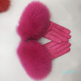 Five Fingers Gloves Female With Fur Cuff Women Warm Winter Ladies