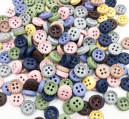 mini buttons Craft Tools 1cm mix color Wooden sewing button scrapbook round dotted coffee four holes 9mm 1223015