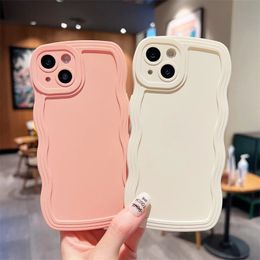 Fashion Candy Color Wave Frame Shockproof Phone Cases For iPhone 13 12 11 Pro Max X XR XS Max 7 8 6 Plus SE 2020 Soft TPU Cover