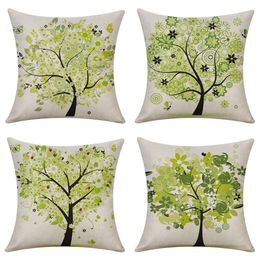 Pillow Case Set Of 4 Spring Er Green Trees Printed Outdoor Linen Pillowcase Decorative Cushion Soft For Sofa Bed Couch Living Mxhome Amuvj