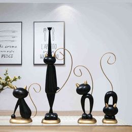 Decorative Figurines 4 Pcs Creative Cat Decoration Ornaments Modern Simple Living Room Dining Table Study Wine Cabinet Home Decorations Creative Gift