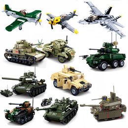 Blocks Military Main Battle Tank Aircraft Vehicle Model Building Block Aviation Fighter Soldier Movable Doll Set Brick Children s Toy 220902