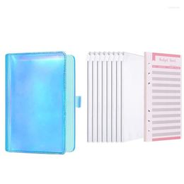 Gift Wrap -Budget Binder Cash Envelopes A6 6-Ring PU Leather Zipper Pockets For Money Organiser Budgeting Planners