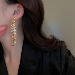 Dangle & Chandelier Europe and the United States exaggerated design diamond geometric earrings niche design tassel earrings