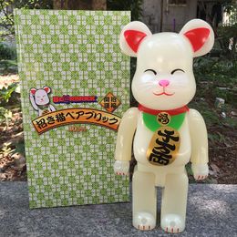 New Bearbrick Action & Toy Figures Vinyl Doll Bearbricks 400% 28CM Luminous Fortune Cat PVC Art Figure Fashion Toys