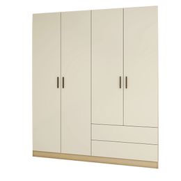 Wardrobe Bedroom Furniture Modern Simple swing gate Four Door Closet solid wood Clothes Cabinet With drawers