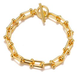 Fashion hip hop Link Bracelets Gold Colour For Women Lucky Jewellery Gifts