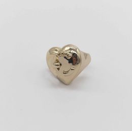 2022 Top quality charm punk band ring in heart shape and 18k gold plated have box stamp PS7138A