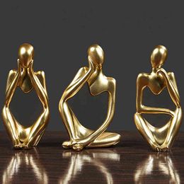 Decorative Figurines VORMIR 3Pcs Nordic Abstract Resin Statue Thinker Character Sculpture Home Decor Miniature Figurine Living Room Office Decoration