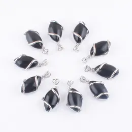 Natural Stone Obsidian Horse Eye Shape Pendants Fashion Healing Charms Pendulum Necklace Making Accessories N4614