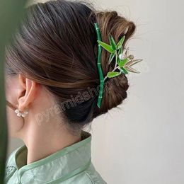 Women Metal Hair Claw Elegant Pearl Bamboo Hair Clips Barrette Crab Headband Ponytail Clip Headwear Hair Accessories Tiara