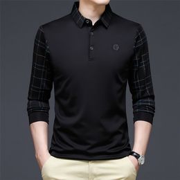 Men's Polos Ymwmhu Fashion Solid Shirt Men Korean Clothing Long Sleeve Casual Fit Slim Man Button Collar Tops 220902