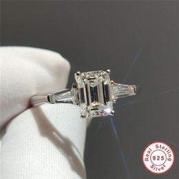 ct color NZ - Cluster Rings Geoki 925 Sterling Silver Emerald Cut 1-2 Ct Passed Diamond Test D Color VVS1 Moissanite Wedding Ring Female Luxury Jewel268J