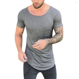 Men's T Shirts 2022 Summer Fashion Men Muscle Shirt O-Neck Short Sleeve Tops T-Shirt Casual Slim Fit Male Tee Homme White Gray