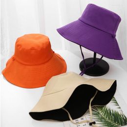Berets Large Brim Mesh Sun Hat With String Breathable Wide Summer Outdoor Hiking Beach Bucket Women Fishing Panama Bob