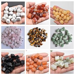 Natural Crystal Quartz Stone Mineral Charms Rose Crystal Irregular Square Shape Reiki Healing Pendant DIY Fashion Jewelry Making Accessories