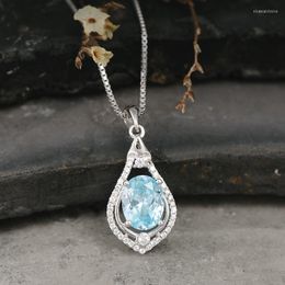 Pendant Necklaces BeBe Kitty Fashion Designed Blue Stone Necklace Vintage Women Crystal Decoration Moon Accessories