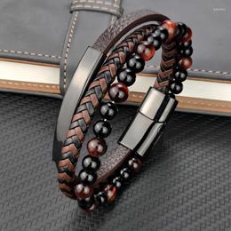 Charm Bracelets High Quality Luxury Accessories Bracelet Men's Fashion Gift Black Genuine Leather DIY Combination Wild Handsome