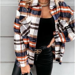 Women's Blouses Autumn Winter Woman Blouse Plaid Long Sleeve Top Female Shirt European Style Casual