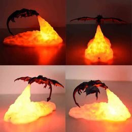 Decorative Figurines 3D Print Dragon Lamp Bedroom Night Light Teenager Room Decoration Rechargeable LED Lights Indoor Lighting Holiday Birthday Gift