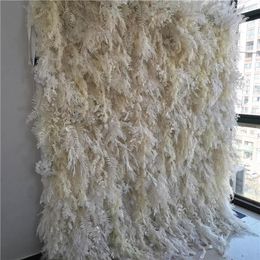 Decorative Flowers SPR For Wedding Fabric White Pampas Silk Artificial Roll Up Wall Flower Custom Backdrop