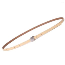 Belts Fashion Pearl Decorative Belt Ladies Round Pin Buckle Women Casual Solid Cowhide Leather Thin