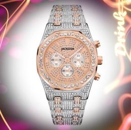 big quartz fashion mens time clock watches stopwatch 43mm auto date full functional diamonds ring male gifts wristwatch Reloj De Hombre