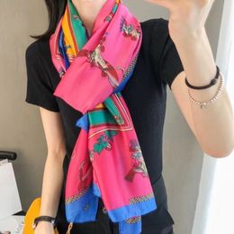 Luxury Designer Horse Scarves Imitation Silk Scarf Fashion Printing Pattern Long Wrap Women