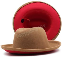 Vintage Men Wool Felt Fedora Hat Fashion Patchwork Church Jazz Hats Panama Gentlemen Gangsters Caps