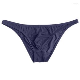 Underpants Bugle Pouch Ice Silk Underwear Men's Sexy Ultra Thin Briefs Low Rise U Seemless Soft Smooth Panties