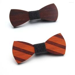 Bow Ties Men's Tie Environmental Protection Handmade Three Dimensional Stripe Red Pear Solid Wood With Shape