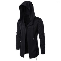 Men's Trench Coats Spring Men Hooded Jacket Fashion Dark Department Long Cloak Windbreaker Hoodies Autumn Mens Black Sweatshirts Cardigan