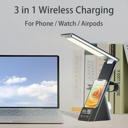 Table Lamps 3 In 1 Wireless Charging Lamp Phone Headphone Watch Desk For Working LED Office Reading Light Night