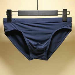 Underpants Bulge Big Penis Pouch Briefs Mens Underwear Enhance Sexy Seamless Ice Silk U Convex Panties Low Rise Thong