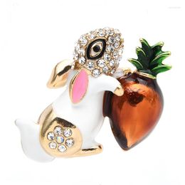 Brooches Wuli&baby Hug Carrot For Women Unisex 2-color Happy Lovely Enamel Animal Party Casual Brooch Pin Gifts