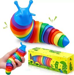 Party Favor Fidget Toy Slug Articulated Flexible 3D Slug Fidget Toy All Ages Relief Anti-Anxiety Sensory Toys for Children Adults