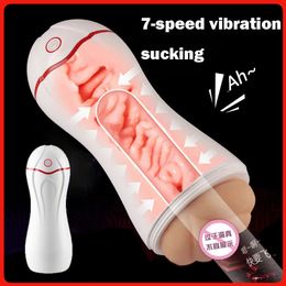 Beauty Items Male Masturbator Cups Vibrators Real Pussy Vaginal Glans Sucking Machines Penis Exerciser sexy Toy Adult Erotic Products