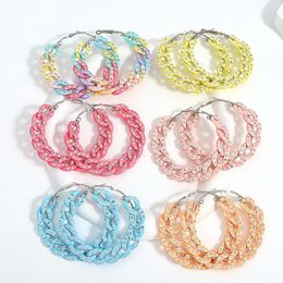 Hoop Earrings Lifefontier Colorful Acrylic Crystal Twist Chain Earring For Women Exaggerate Round Big Punk Statement Jewelry 2022