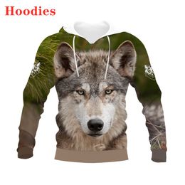 Men's Hoodies & Sweatshirts Autumn/winter New 3D Animal Wolf Print European and American Loose Pullover