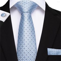 Bow Ties DiBanGu 2022 Famous Blue Floral Tie 100% Silk 160cm Necktie Hanky Cufflinks For Men Business Wedding Party Set MJ-7514