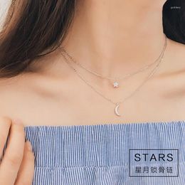 Choker Long Star Moon Necklaces Pendant Fashion Statement Necklace For Women Kolye