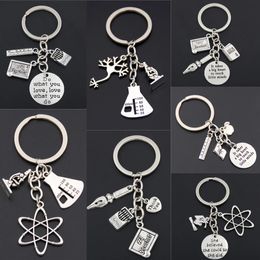 1 PCS Keychain Apple Charms Word Microscope Biology Unique Keychain Biochemistry Teacher Gift