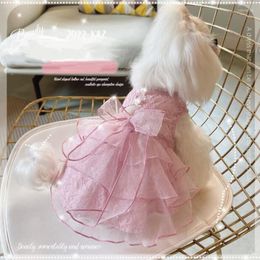 Dog Apparel Solid Pink Girls Cat Dress Small Mini Party Designer Clothes Veil Skirt Princess Pet Formal Drop