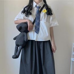 Clothing Sets College Flower Embroidered All-match Short-Sleeved Shirt Loose High Waist Slimming A-line Skirt Japanese School Girl Uniform