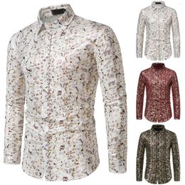 Men's Casual Shirts Colourful Men Diamond Floral Dress Shirt Autumn Winter Single Breasted Lapel Leopard S T