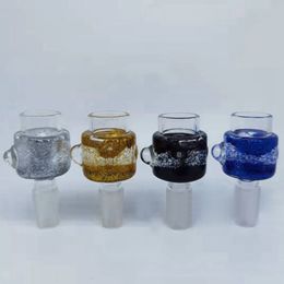 Colorful Glitter Smoking Freezable Liquid Filter Thick Glass Herb Tobacco Oil Rigs 14MM 18MM Male Interface Joint Waterpipe Portable Hookah Bong Bowl DHL Free