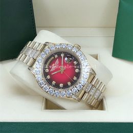 Two Tone Diamond Watches 43mm 118239 118388 Red Dail 18K Automatic Movement Mechanical Mens Watch Men's Wristwatches