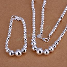Silver Bracelets necklace Jewellery set for Women fine Buddha beads Fashion Party Gifts Girl student