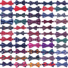 Bow Ties Tailor Smith 100% Microfiber Bowtie Woven Dot Checked Stripped Tie Butterfly Wedding Dress Mens Formal Classical Accessory